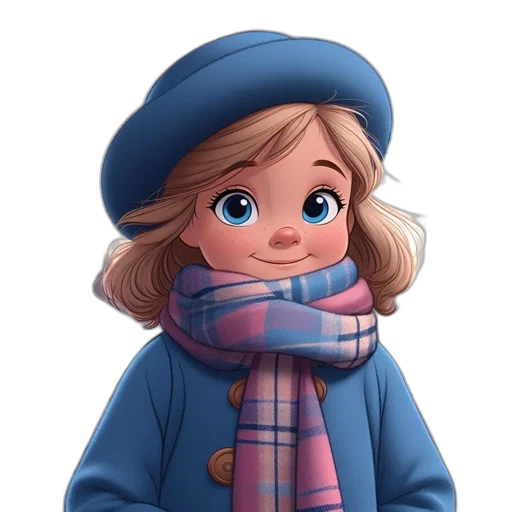 face, hat, jacket, photorealistic, cartoon, 3d render, watercolor, snow transparent PNG cut-out