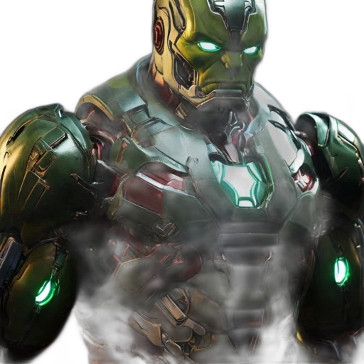 robot, 3d render, concept art, comic book art, photorealistic, green, detailed, futuristic transparent PNG cut-out