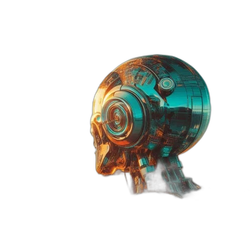 robot, mask, weapon, jewelry, 3d render, concept art, cyberpunk, vaporwave transparent PNG cut-out