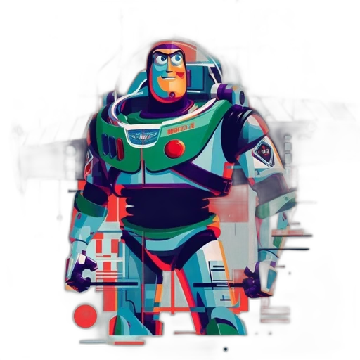 robot, concept art, comic book art, pixel art, 3d render, outer space, blue, colorful transparent PNG cut-out