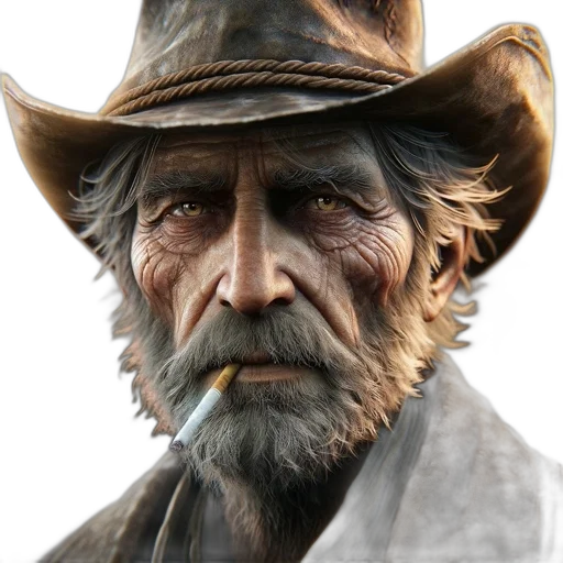 face, hat, staff, photorealistic, concept art, 3d render, fantasy art, old transparent PNG cut-out