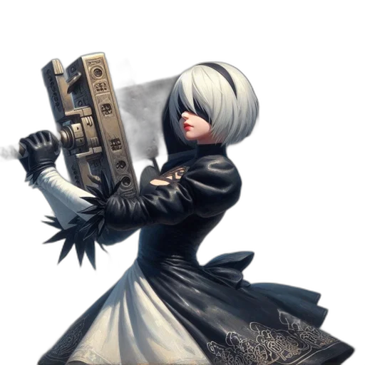 weapon, staff, robot, jacket, concept art, fantasy art, cyberpunk, comic book art transparent PNG cut-out