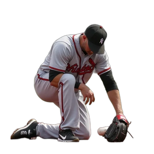 animal, creature, baseball, player, kneeling, ground, after, getting transparent PNG cut-out