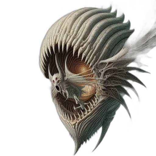 mask, creature, hair, face, concept art, fantasy art, 3d render, photorealistic transparent PNG cut-out