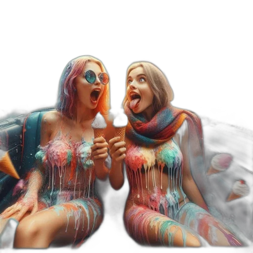 mask, 3d render, concept art, photorealistic, vaporwave, outer space, two, women transparent PNG cut-out