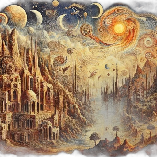 fantasy art, concept art, watercolor, comic book art, outer space, night, fire, fog transparent PNG cut-out