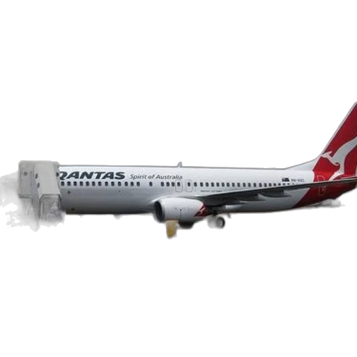 staff, 3d render, qantas, airplane, parked, tarmac, passengers, boarding transparent PNG cut-out