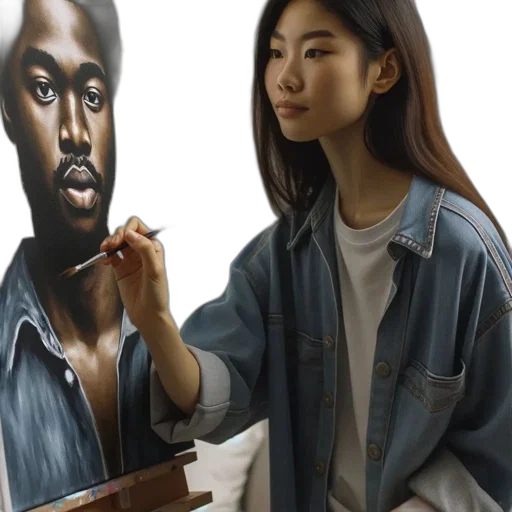 jacket, face, photorealistic, oil painting, concept art, watercolor, artist, paints transparent PNG cut-out