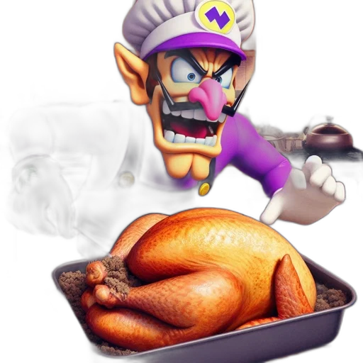 food, animal, concept art, 3d render, pixel art, amalgamation, waluigi, chef transparent PNG cut-out