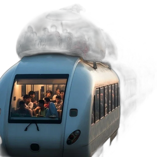 umbrella, concept art, 3d render, photorealistic, fog, modern, train, transparent transparent PNG cut-out