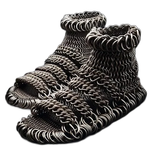 shoes, hat, crown, hair, 3d render, intricately, woven, chainmail transparent PNG cut-out