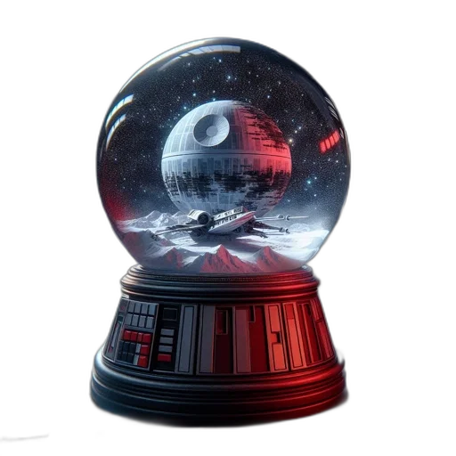 concept art, 3d render, outer space, snow, globe, mini, death, star transparent PNG cut-out
