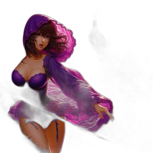 dress, umbrella, concept art, fantasy art, photorealistic, comic book art, underwater, fog transparent PNG cut-out