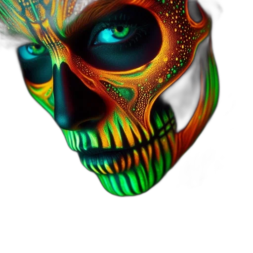mask, face, jewelry, photorealistic, fantasy art, concept art, 3d render, neon transparent PNG cut-out