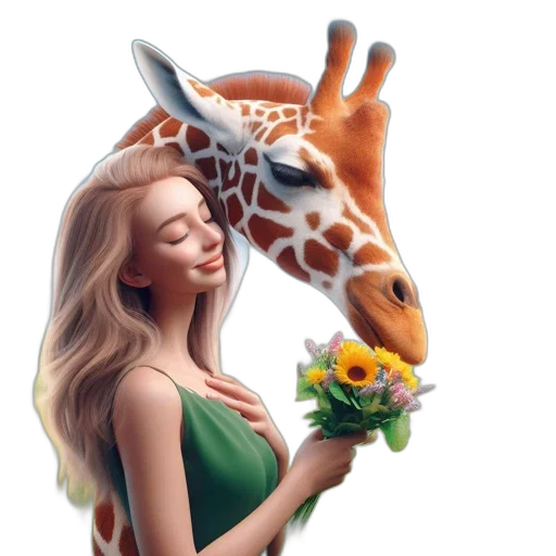 animal, dress, creature, flower, photorealistic, fantasy art, concept art, oil painting transparent PNG cut-out