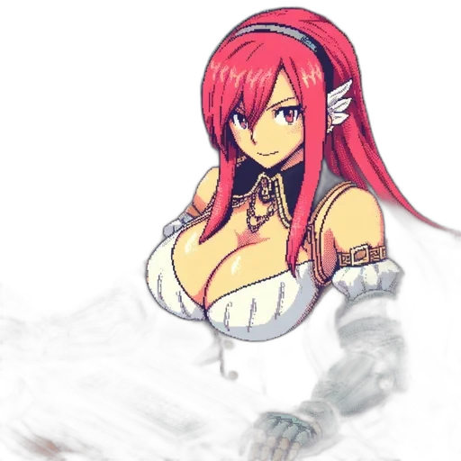 dress, weapon, fantasy art, pixel art, concept art, anime, red, monochrome transparent PNG cut-out