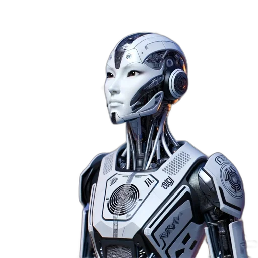 robot, concept art, 3d render, cyberpunk, photorealistic, futuristic, city, street transparent PNG cut-out