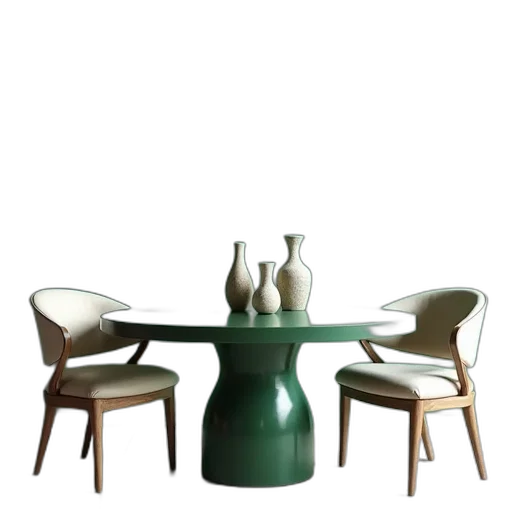 furniture, 3d render, green, earth tones, small, round, dining, table transparent PNG cut-out