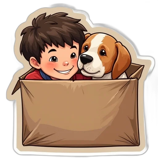 animal, pixel art, cartoon, concept art, photorealistic, boy, his, dog transparent PNG cut-out