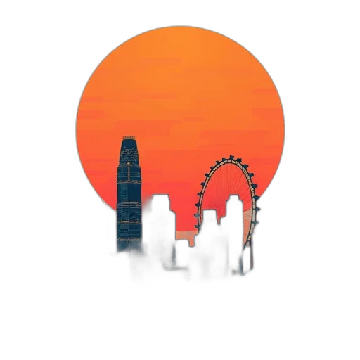 concept art, 3d render, pixel art, photorealistic, sunset, fog, fire, cover transparent PNG cut-out