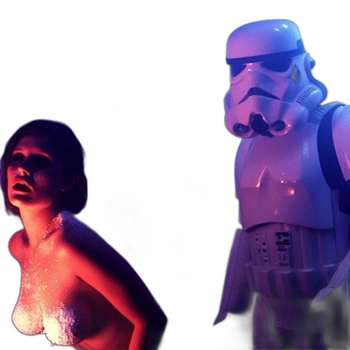 3d render, concept art, photorealistic, neon lights, outer space, fire, ethereal, figure transparent PNG cut-out