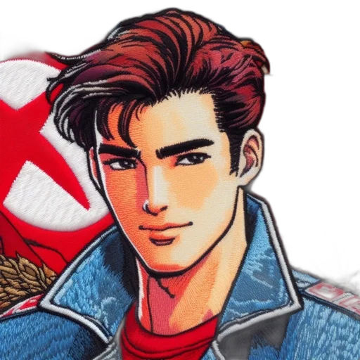 jacket, weapon, comic book art, anime, cartoon, concept art, red, animated transparent PNG cut-out