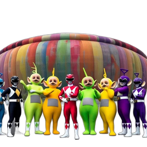 concept art, 3d render, colorful, neon, seven, individuals, vibrant, superhero-inspired transparent PNG cut-out