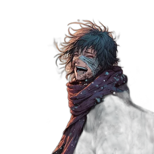 mask, face, creature, jacket, concept art, cyberpunk, watercolor, comic book art transparent PNG cut-out