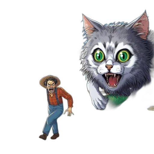 animal, concept art, pixel art, cartoon, fantasy art, farm, frightened, farmer transparent PNG cut-out