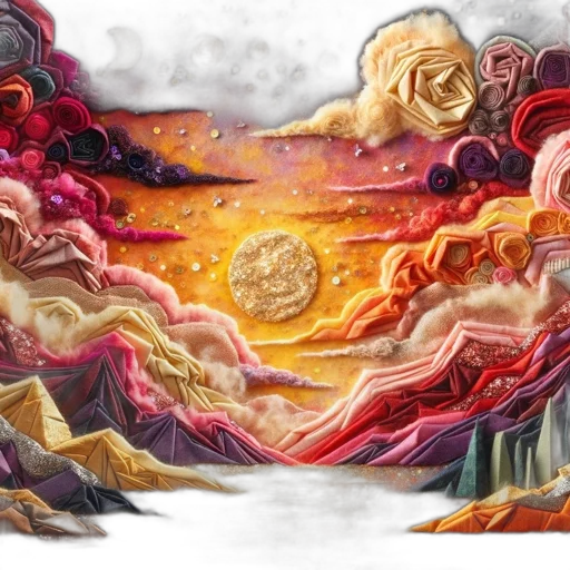 fantasy art, concept art, watercolor, outer space, fire, sunset, golden, red transparent PNG cut-out