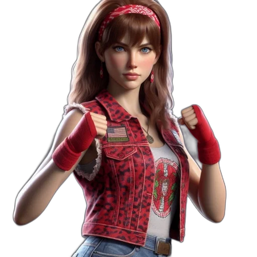 jacket, 3d render, concept art, photorealistic, comic book art, rendered, woman, determined transparent PNG cut-out