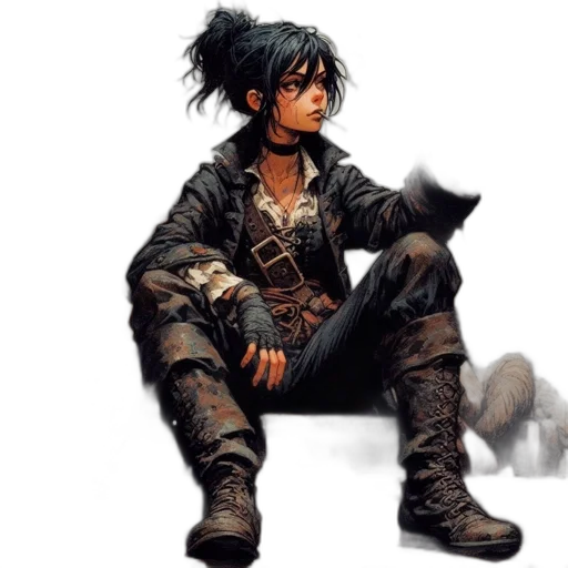 jacket, concept art, fantasy art, comic book art, pixel art, dark, earth tones, monochrome transparent PNG cut-out