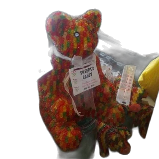teddy, bear, made, gummy, bears, display, sweetie, candy transparent PNG cut-out