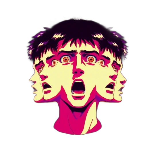 face, mask, creature, anime, vaporwave, pixel art, concept art, outer space transparent PNG cut-out