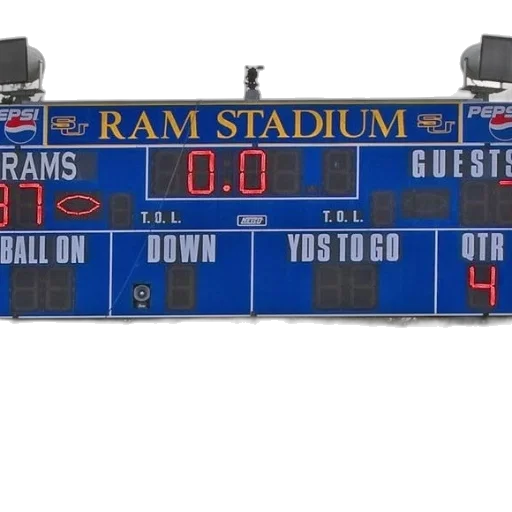 scoreboard, ram, stadium, shows, final, score, game transparent PNG cut-out