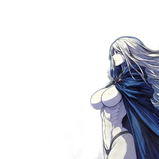 dress, sword, concept art, fantasy art, anime, comic book art, blue, monochrome transparent PNG cut-out