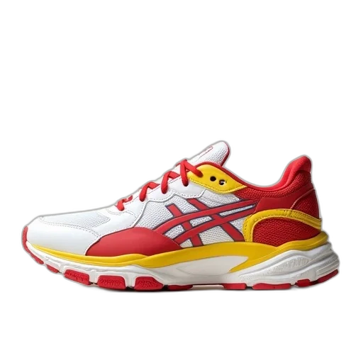 shoes, 3d render, white, red, yellow, air, prestop, running transparent PNG cut-out