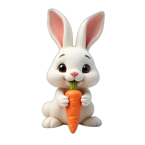 food, animal, 3d render, photorealistic, concept art, pixel art, white, rabbit transparent PNG cut-out