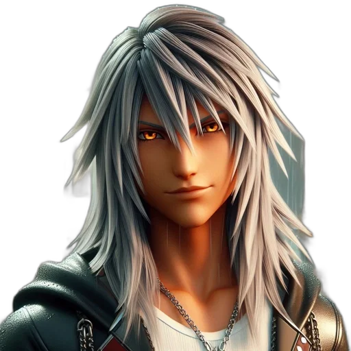 face, fantasy art, photorealistic, anime, 3d render, close-up, silver-haired, red-eyed transparent PNG cut-out