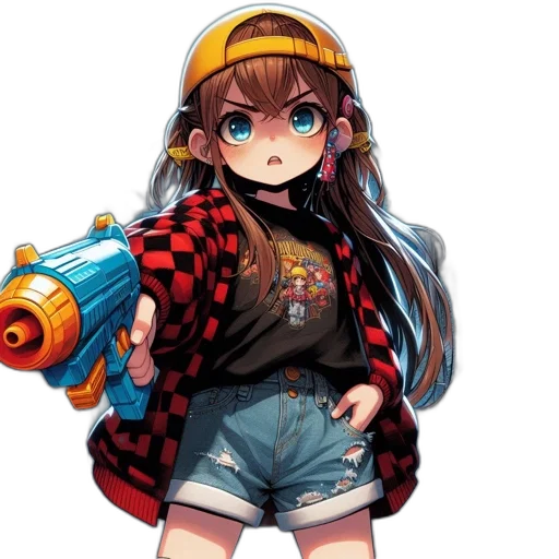 weapon, jacket, staff, animal, anime, pixel art, concept art, cartoon transparent PNG cut-out
