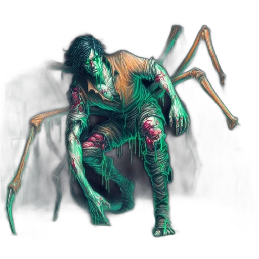 creature, animal, concept art, fantasy art, comic book art, pixel art, green, eerie transparent PNG cut-out