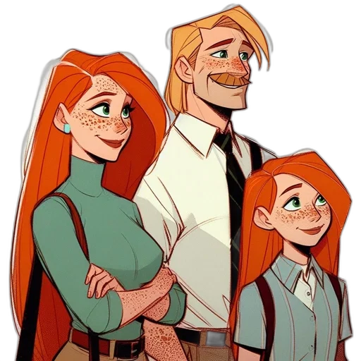 staff, cartoon, concept art, comic book art, pixel art, earth tones, family, three transparent PNG cut-out
