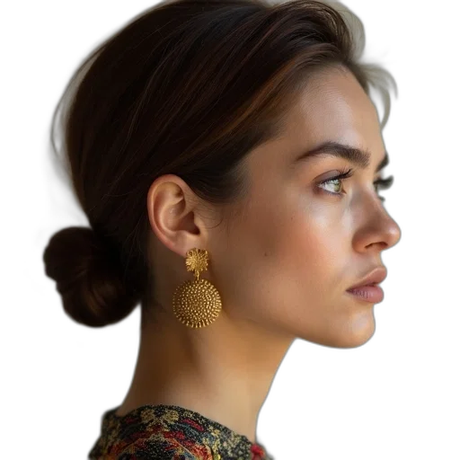 jewelry, face, crown, hair, photorealistic, oil painting, concept art, fantasy art transparent PNG cut-out