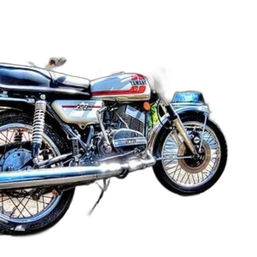 photorealistic, 3d render, concept art, classic, yamaha, motorcycle, parked, sunny transparent PNG cut-out