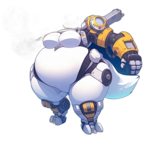 robot, weapon, food, concept art, pixel art, fantasy art, cyberpunk, anthropomorphic transparent PNG cut-out