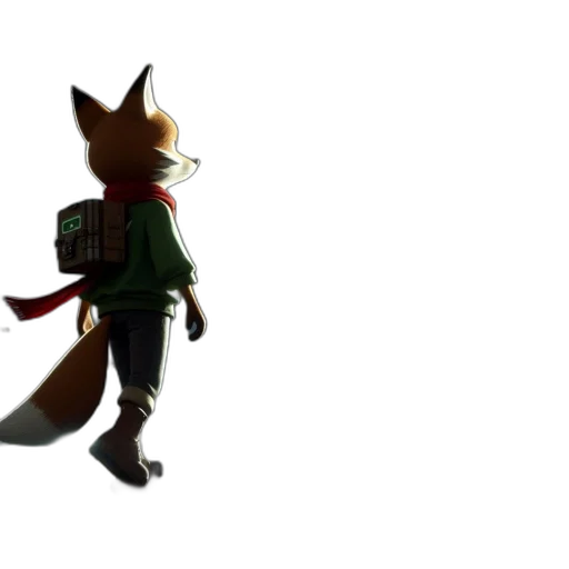 jacket, staff, animal, creature, 3d render, concept art, pixel art, fantasy art transparent PNG cut-out