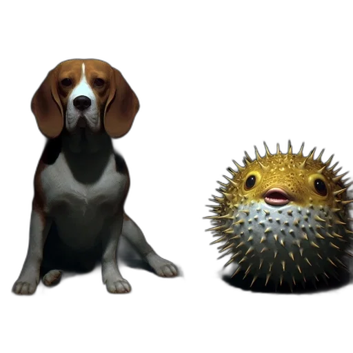 animal, creature, 3d render, concept art, photorealistic, pixel art, beagle, dog transparent PNG cut-out
