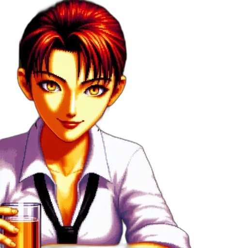 vaporwave, pixel art, anime, photorealistic, pixelated, character, red, hair transparent PNG cut-out