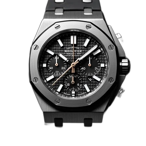 replica, watch, royal, oak, offshoremaster, titanium, steel transparent PNG cut-out