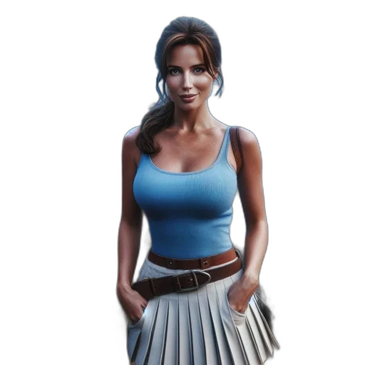 dress, photorealistic, concept art, fantasy art, 3d render, blue, woman, stands transparent PNG cut-out